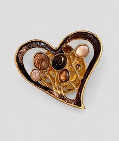 Broche cœur rétro chic - multi
