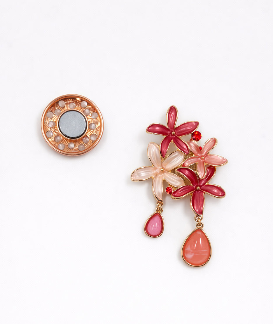 Broche aimantée Fleur beige face