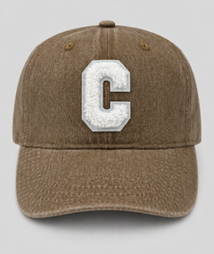 Casquette Cloe en jean inscription C taupe face