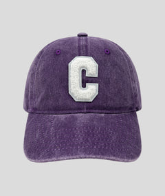 Casquette Cloe en jean inscription C violet face
