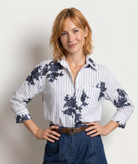 Chemise courte Alexandra à rayures - bleu