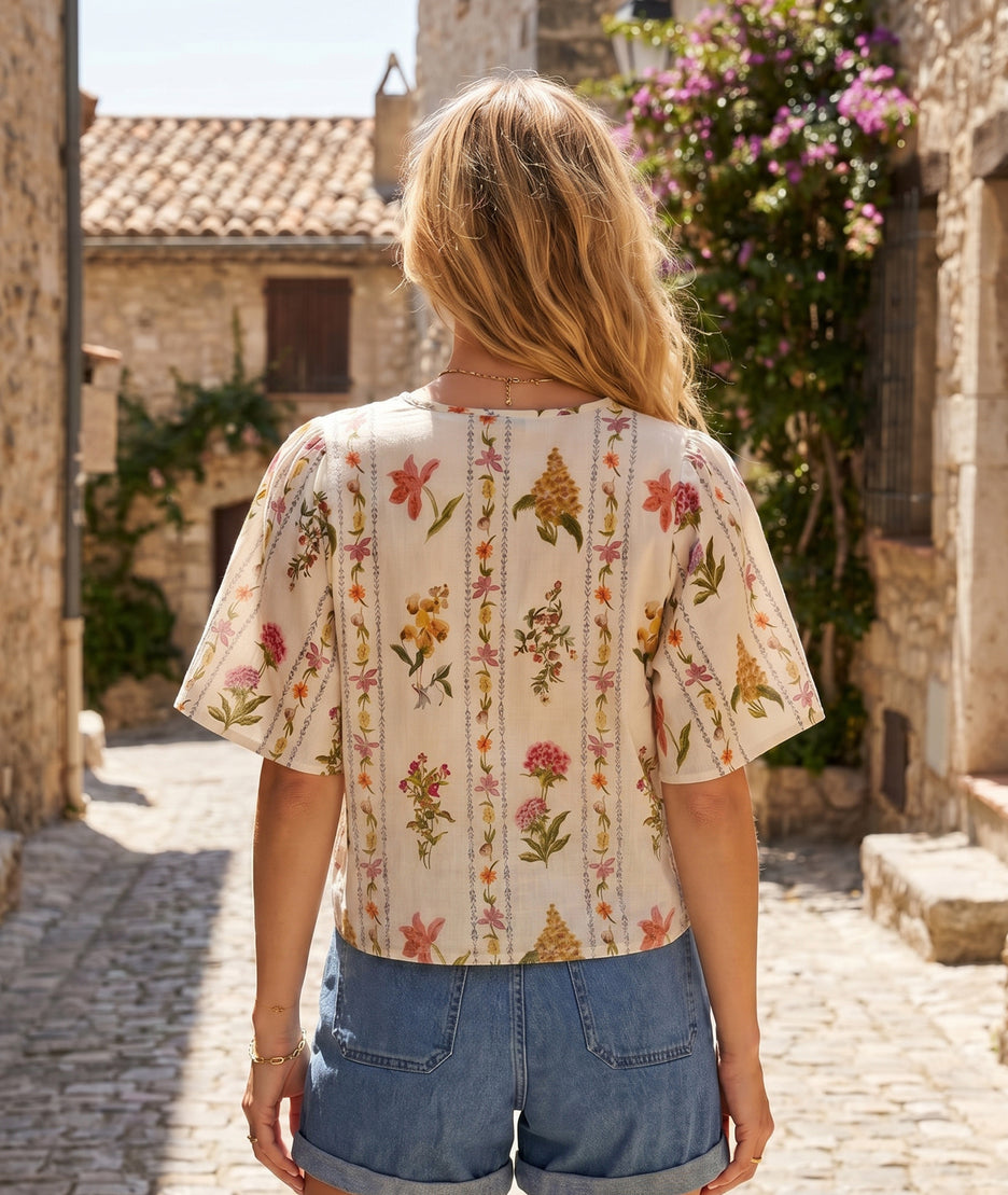 Chemise Bouquet beige dos — marque Carnaby