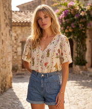 Chemise Bouquet beige face — marque Carnaby