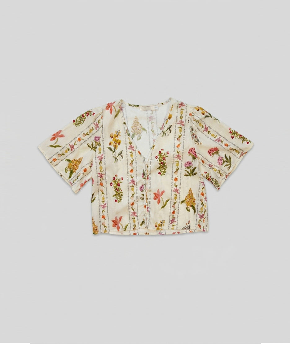 Chemise Bouquet beige face — marque Carnaby