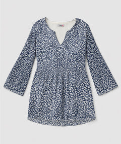 Blouse Carlos fluide à motif léopard - bleu