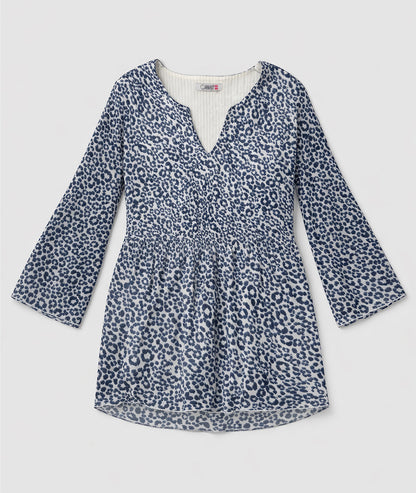 Blouse Carlos fluide à motif léopard - bleu