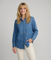 Chemise en jean Clara broderies coeurs - jean