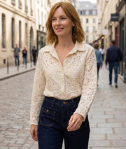 Chemise Dora à broderie ajourée - ecru