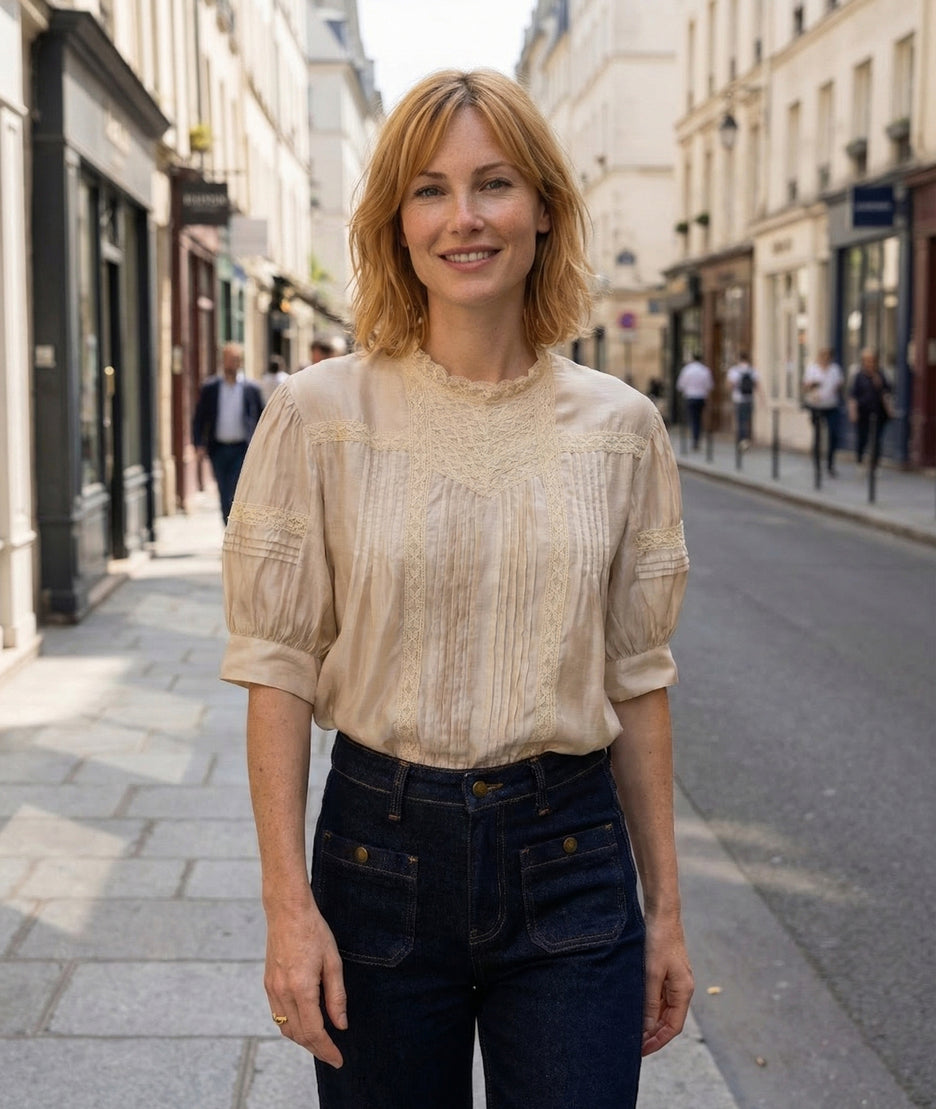 Blouse Eliana fluide manches courte - beige