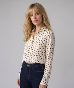 Chemise Evanaelle écrue à motif cœur choco — marque Carnaby