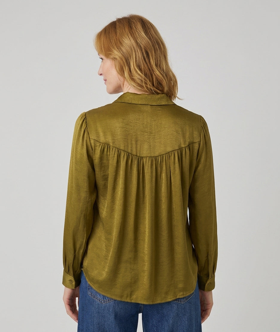 Chemise Good anis effet satin avec col mao — marque Carnaby