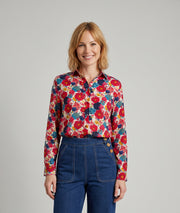Chemise Iris rouge fluide à motif fleuri coloré — marque Carnaby