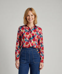Chemise fluide Iris à motif fleuri - rouge