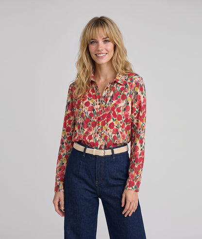 Chemise colorée femme Juli à motif fleuri et col chemise
