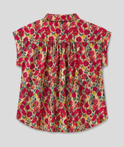 Chemise Juna sans manches motif fleuri rouge dos