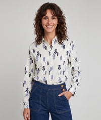Chemise en coton Justine à motif - ecru