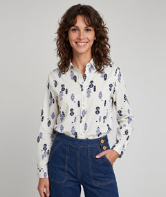 Chemise Justine écrue en coton avec motif floral — marque Carnaby