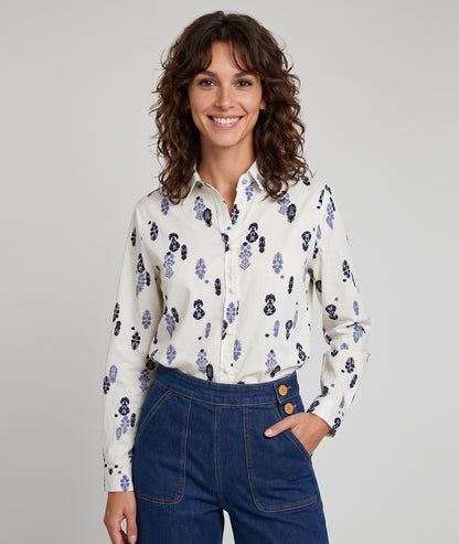 Chemise Justine écrue en coton avec motif floral — marque Carnaby