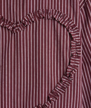 Chemise à rayures femme Linette bordeaux et blanche manches longues détail coeur