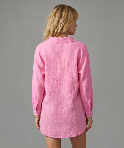 Chemise Ludivine gaz de coton couleur rose face arrière