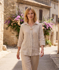 Chemise Mona en lin détail étoile de mer - beige