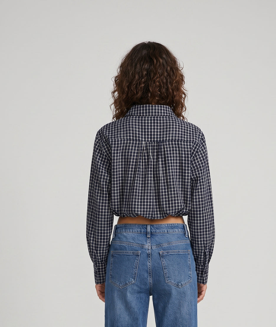Chemise Natou bleu marine courte à carreaux — marque Carnaby
