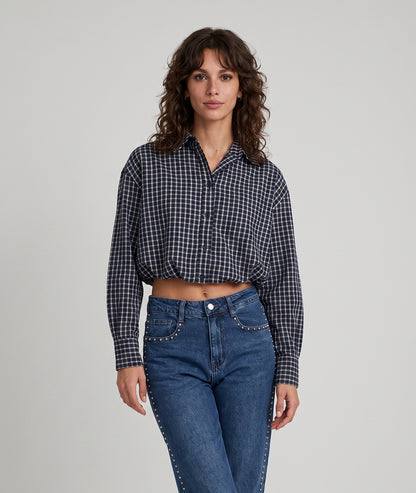Chemise Natou bleu marine courte à carreaux — marque Carnaby