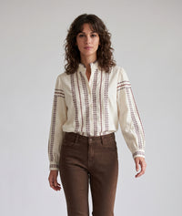 Chemise à broderies Nikki bohème - beige