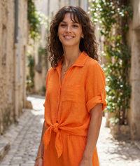 Chemise ample Nolane à nouer - vert olive