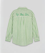 Chemise Noumea verte rayures vert sauge boutons nacrés arrière - Carnaby