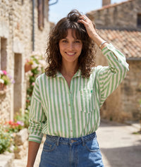 Chemise Noumea rayée manches longues oversize - vert