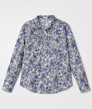 Chemise Quiny à motif fleuri 100 % coton - bleu roi