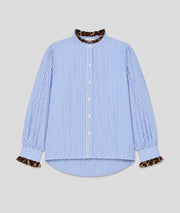 Chemise Rayleo à volants léopard bleu face
