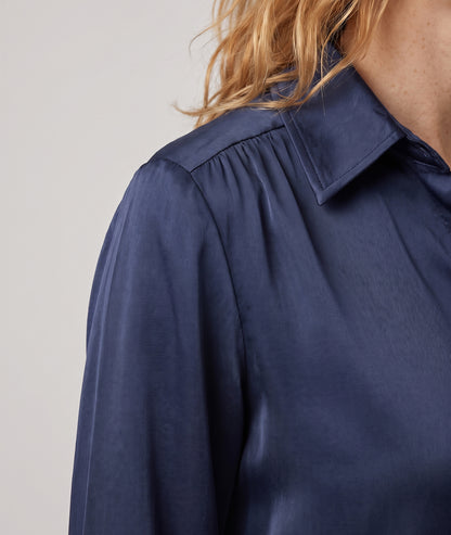 Chemise effet satin - marine