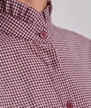 Chemise à carreaux femme bordeaux col mao à volants Sev – Carnaby