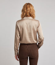 Blouse en satin femme Solia beige vue de dos