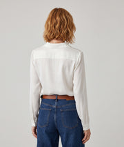 Blouse en satin femme Solia écrue vue de face