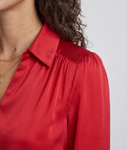 Blouse en satin femme Solia  rouge vue de face