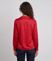 Blouse en satin femme Solia  rouge vue de dos