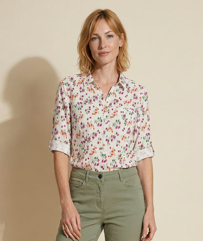 Chemise Spring à motif fleuri - ecru