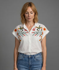 Chemise Suzanna à broderies - blanc