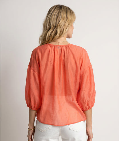 Chemise Valentina fluide à volants orange dos