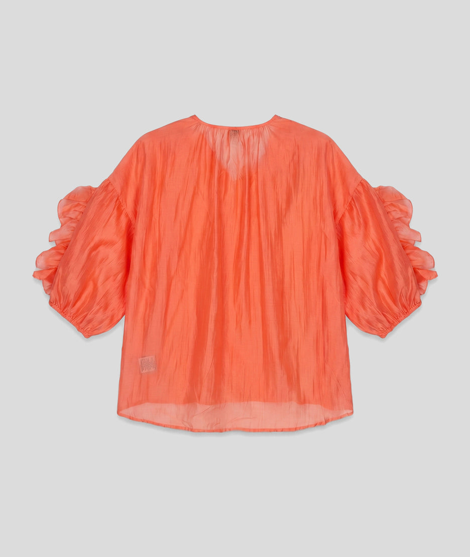 Chemise Valentina fluide à volants orange dos