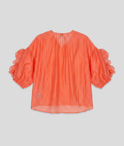 Chemise Valentina fluide à volants orange dos