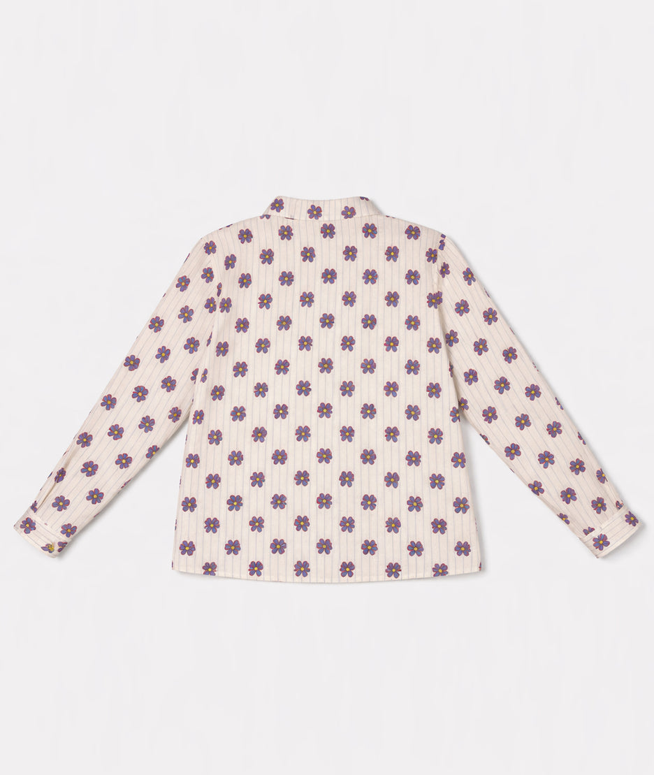 Chemise Violetta à rayures et fleurs - blanc