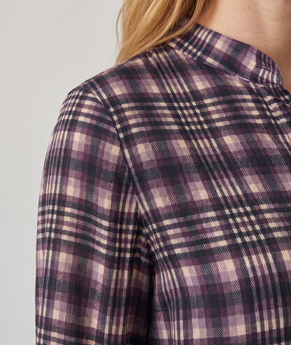 Chemise Violine violette à carreaux avec manches bouffantes — marque Carnaby