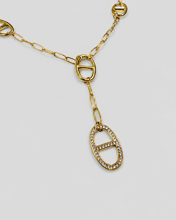 Collier Anna jaune doré détail pendentif strassé - Carnaby