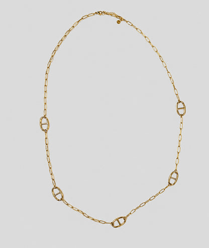 Collier sautoir maillons large Annie doré face ensemble