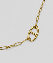 Collier sautoir maillons large Annie doré face détail