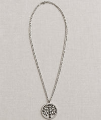 Collier sautoir pendentif Arbre - gris